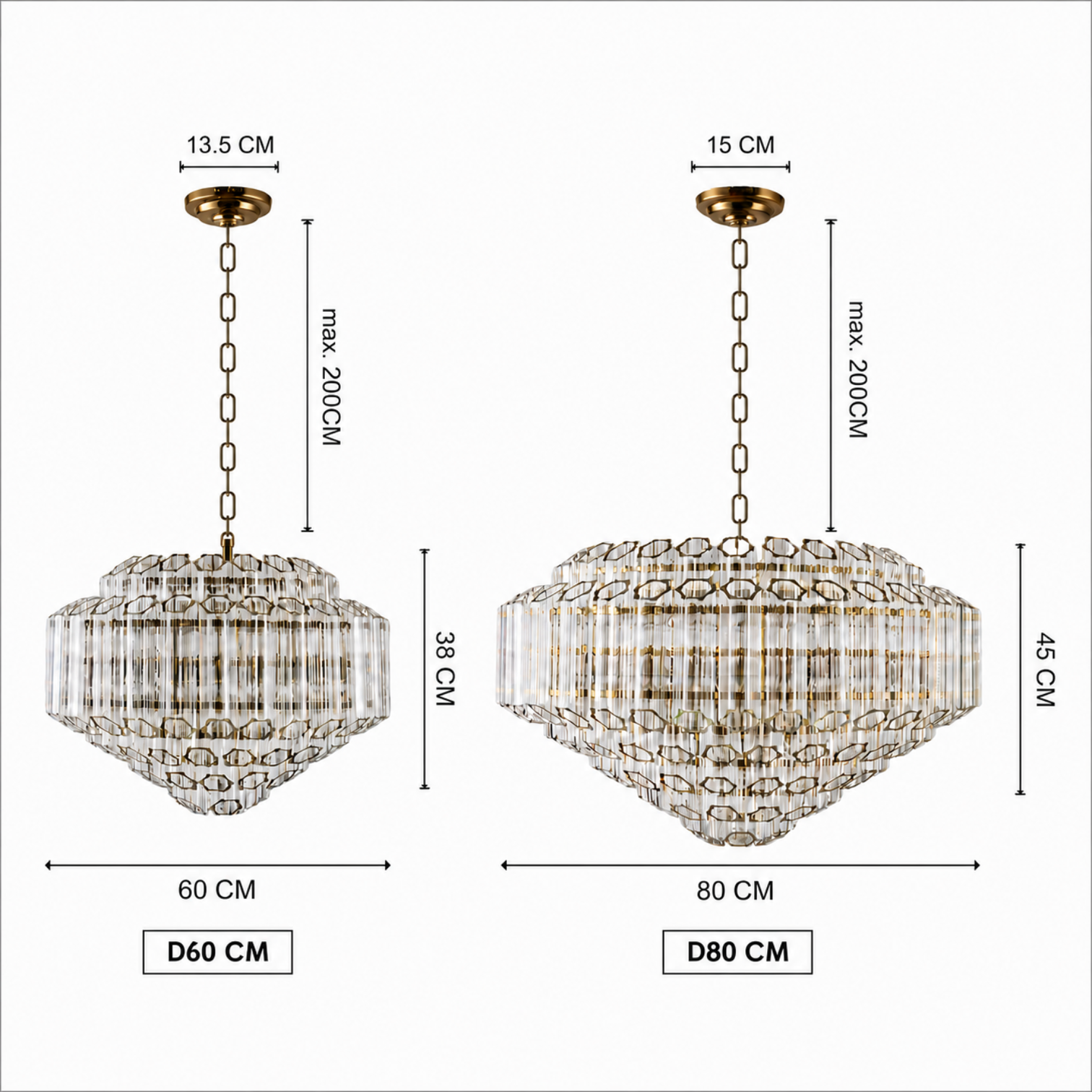 MOLLY Designer Glass Contemporary Crystal Chandelier With Clear Rod Light - 7Pandas Australia