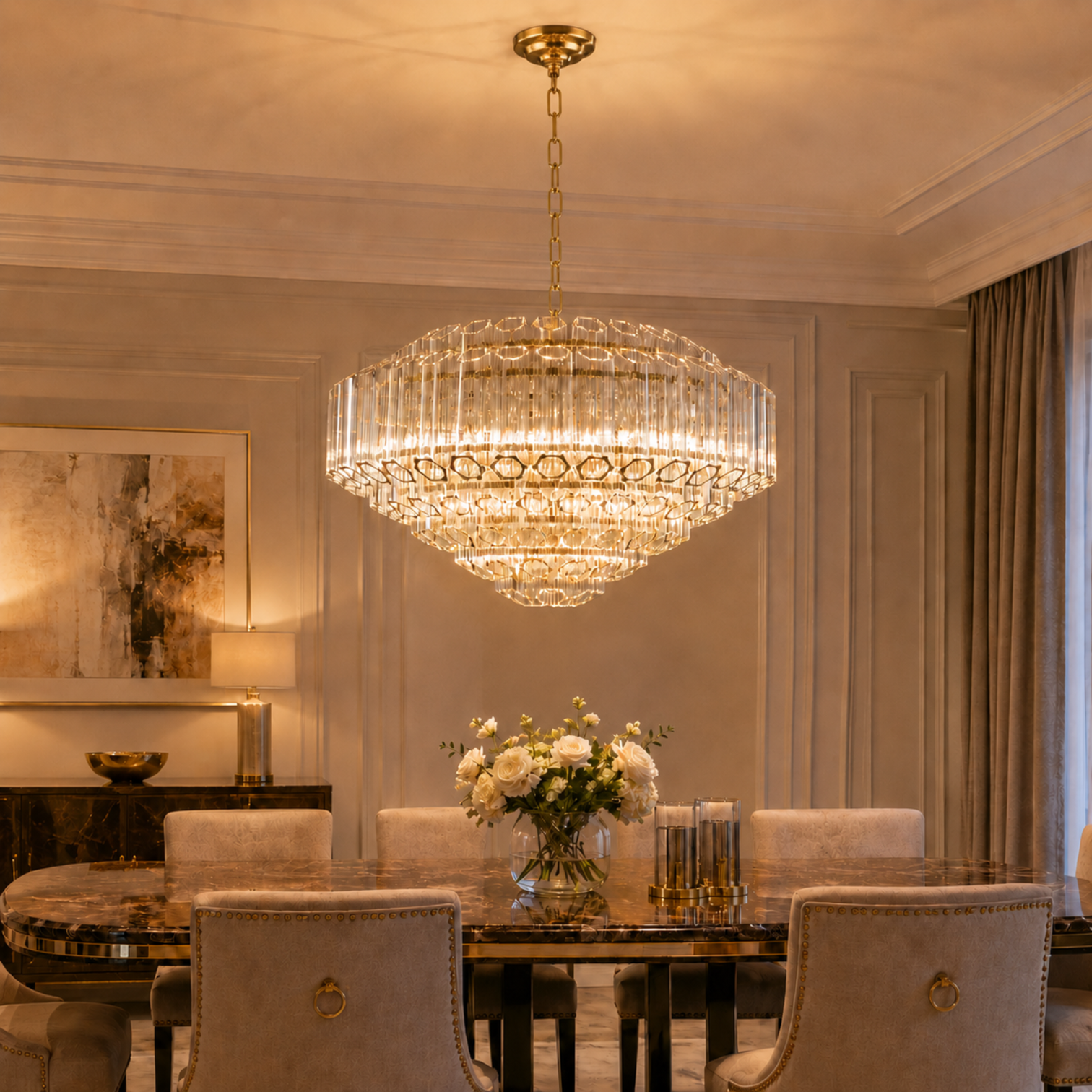 MOLLY Designer Glass Contemporary Crystal Chandelier With Clear Rod Light - 7Pandas Australia