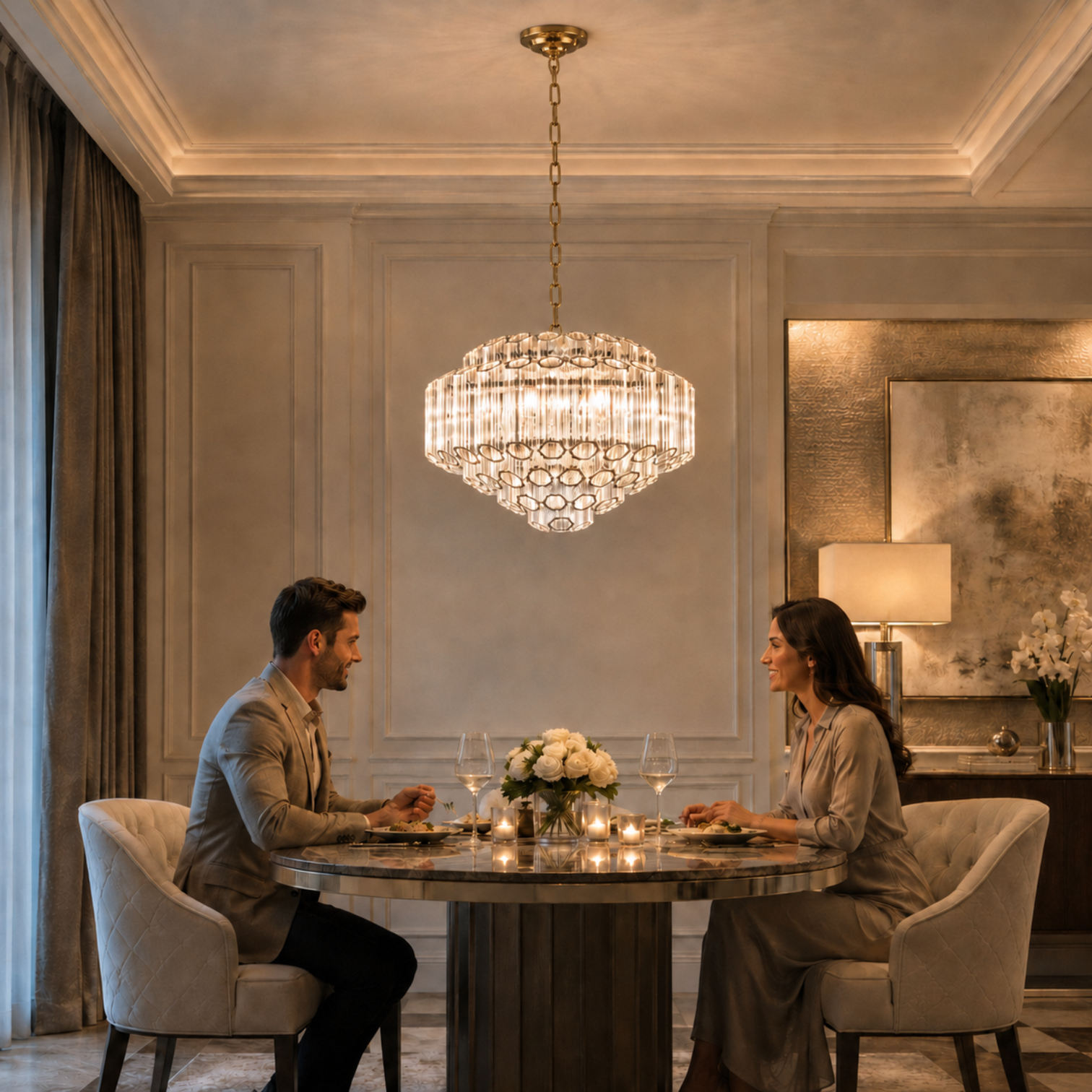 MOLLY Designer Glass Contemporary Crystal Chandelier With Clear Rod Light - 7Pandas Australia
