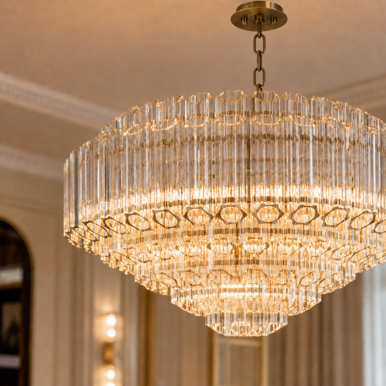 MOLLY Designer Glass Contemporary Crystal Chandelier With Clear Rod Light - 7Pandas Australia