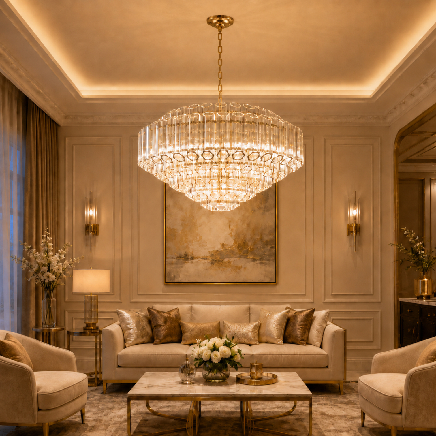 MOLLY Designer Glass Contemporary Crystal Chandelier With Clear Rod Light - 7Pandas Australia