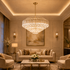 MOLLY Designer Glass Contemporary Crystal Chandelier With Clear Rod Light