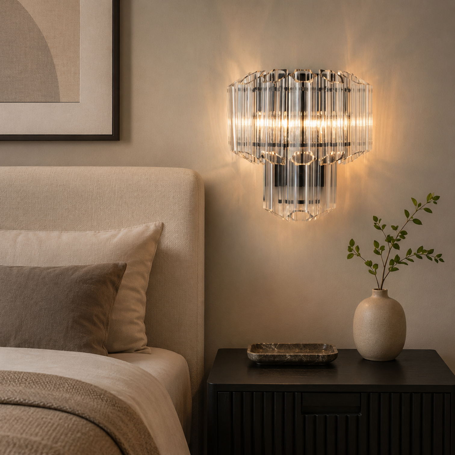 MOLLY Indoor Modern Style Crystal Wall Light Ribbed Glass Sconce - 7Pandas Australia