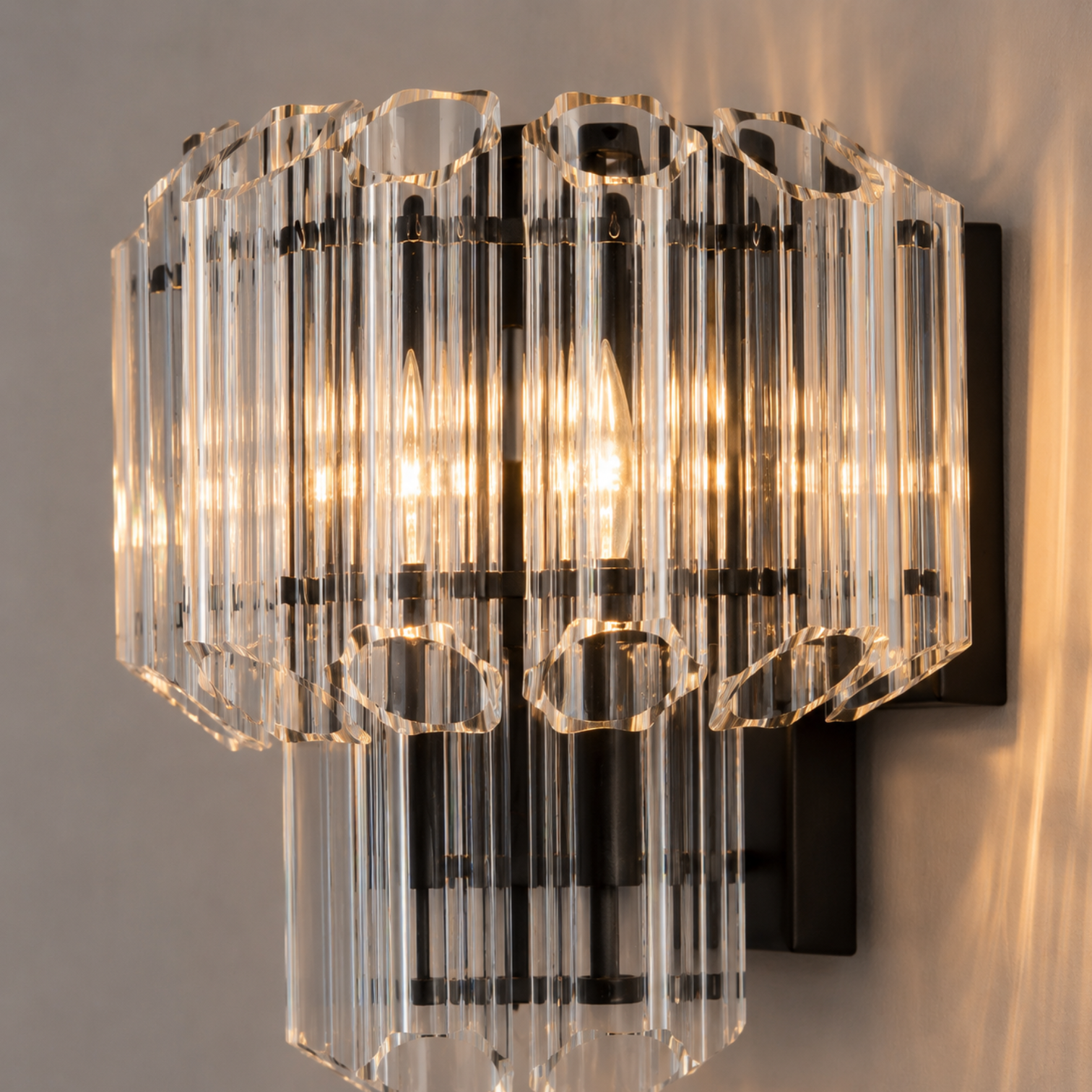 MOLLY Indoor Modern Style Crystal Wall Light Ribbed Glass Sconce - 7Pandas Australia