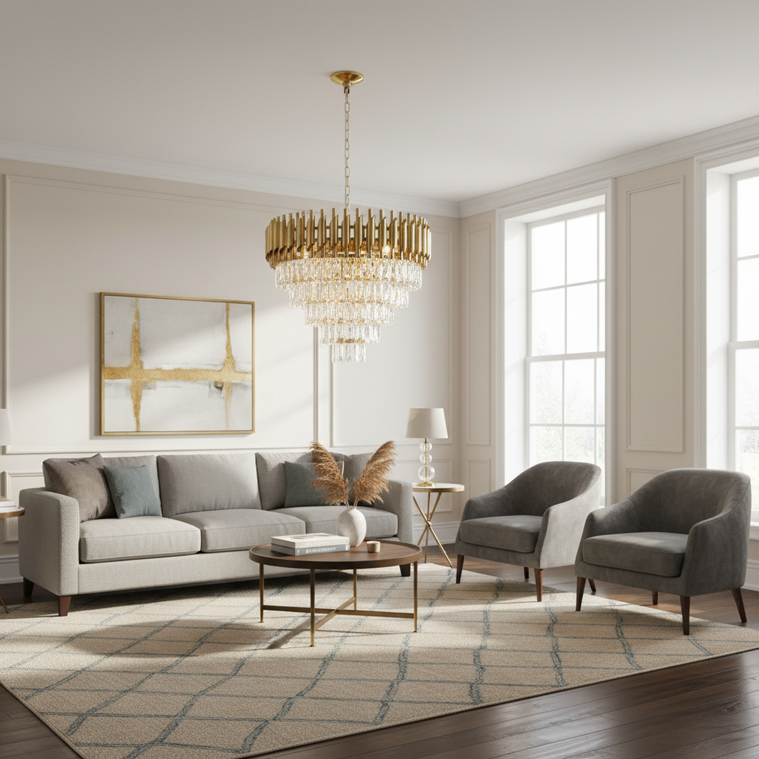 HARZ 5-Tier Round Modern Luxury K9 Clear Crystal Chandeliers Dimmable - 7Pandas Australia