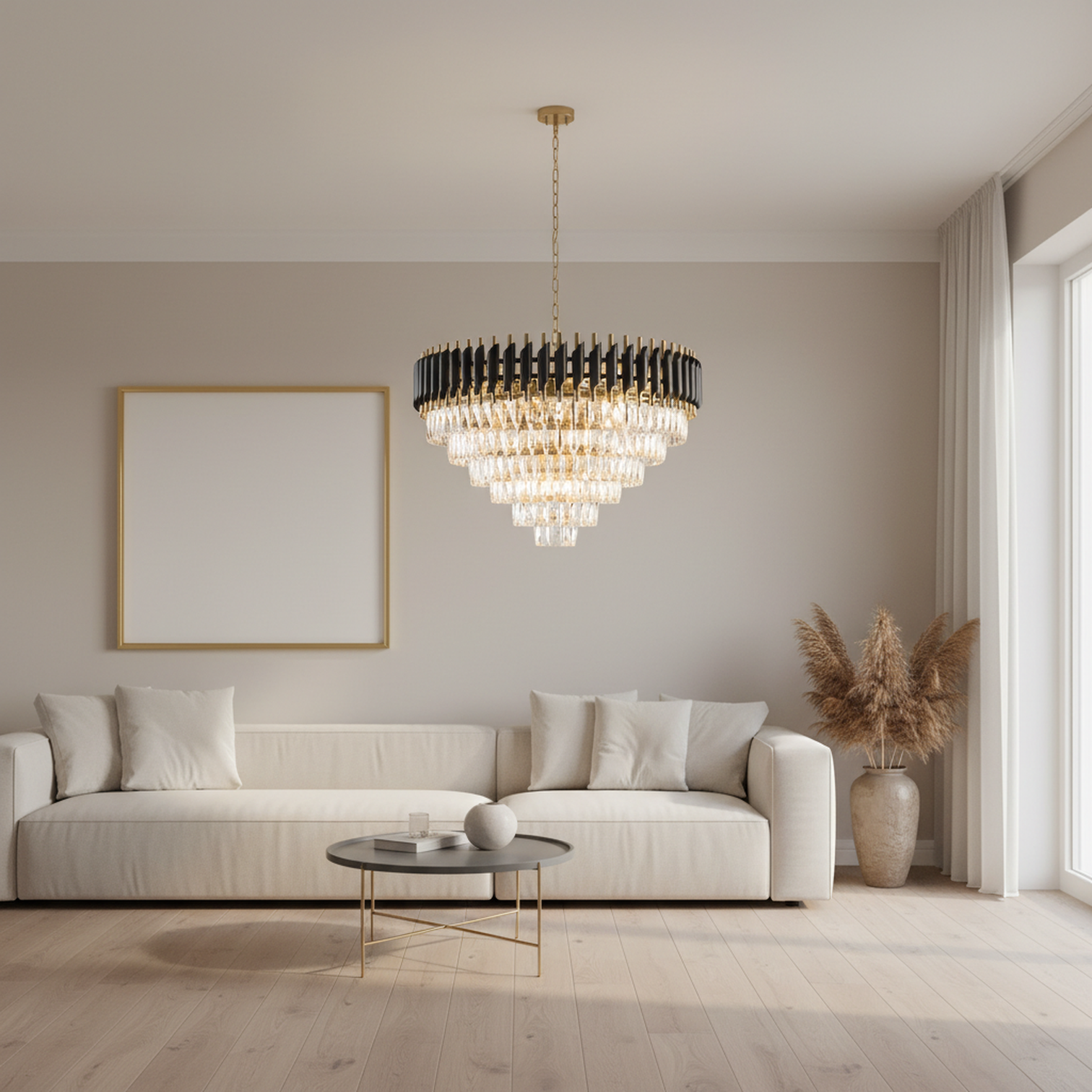 HARZ 5-Tier Round Modern Luxury K9 Clear Crystal Chandeliers Dimmable - 7Pandas Australia