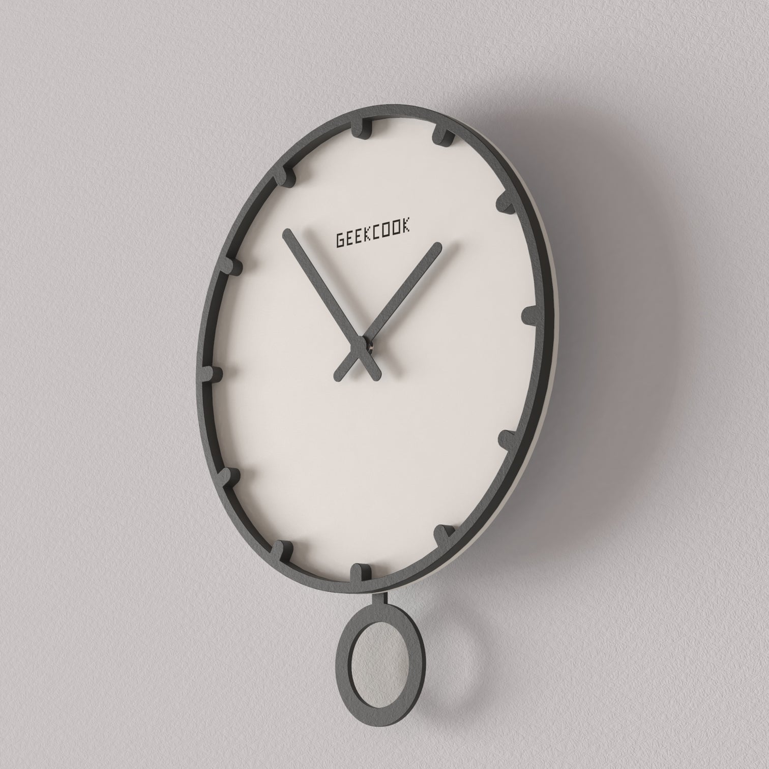 WAKI Quatz Wall Clock 14 Inch 350mm Black White MDF Frame Wood Finish Wood Finger - 7Pandas Australia