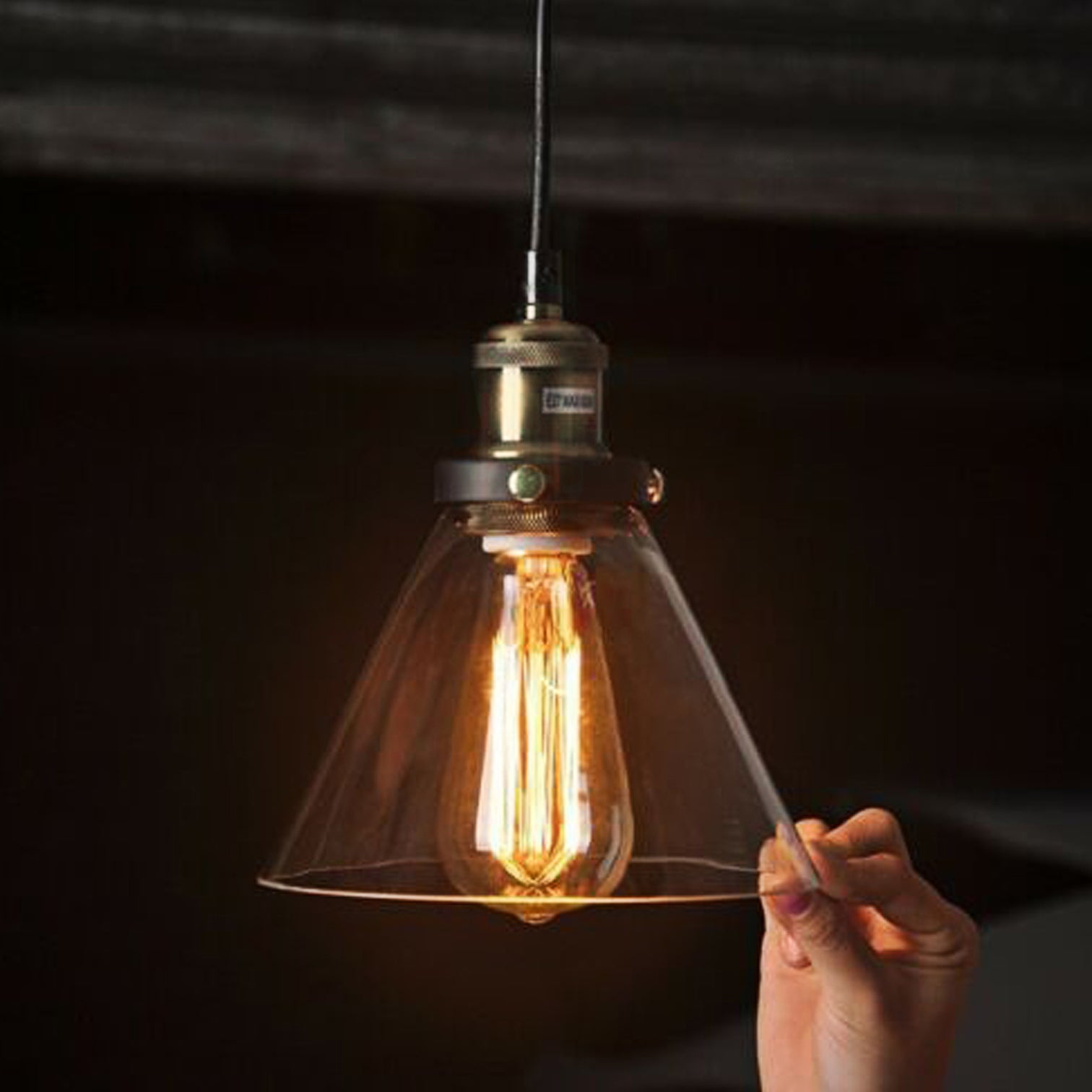 PENY 3PACK Clear Glass Pendant Light Antique Brass lamp base Vintage Style E27 - 7Pandas Australia