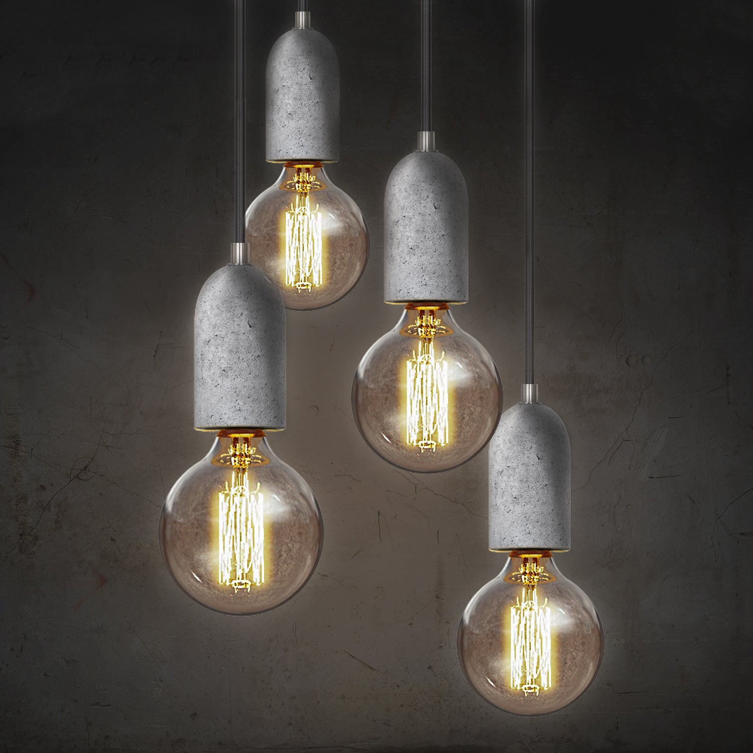 Ruby 4PACK Industrial Concrete Vintage Style Pendant Light Ceiling Lamp Cable Cafe Loft Bar Grey - 7Pandas Australia