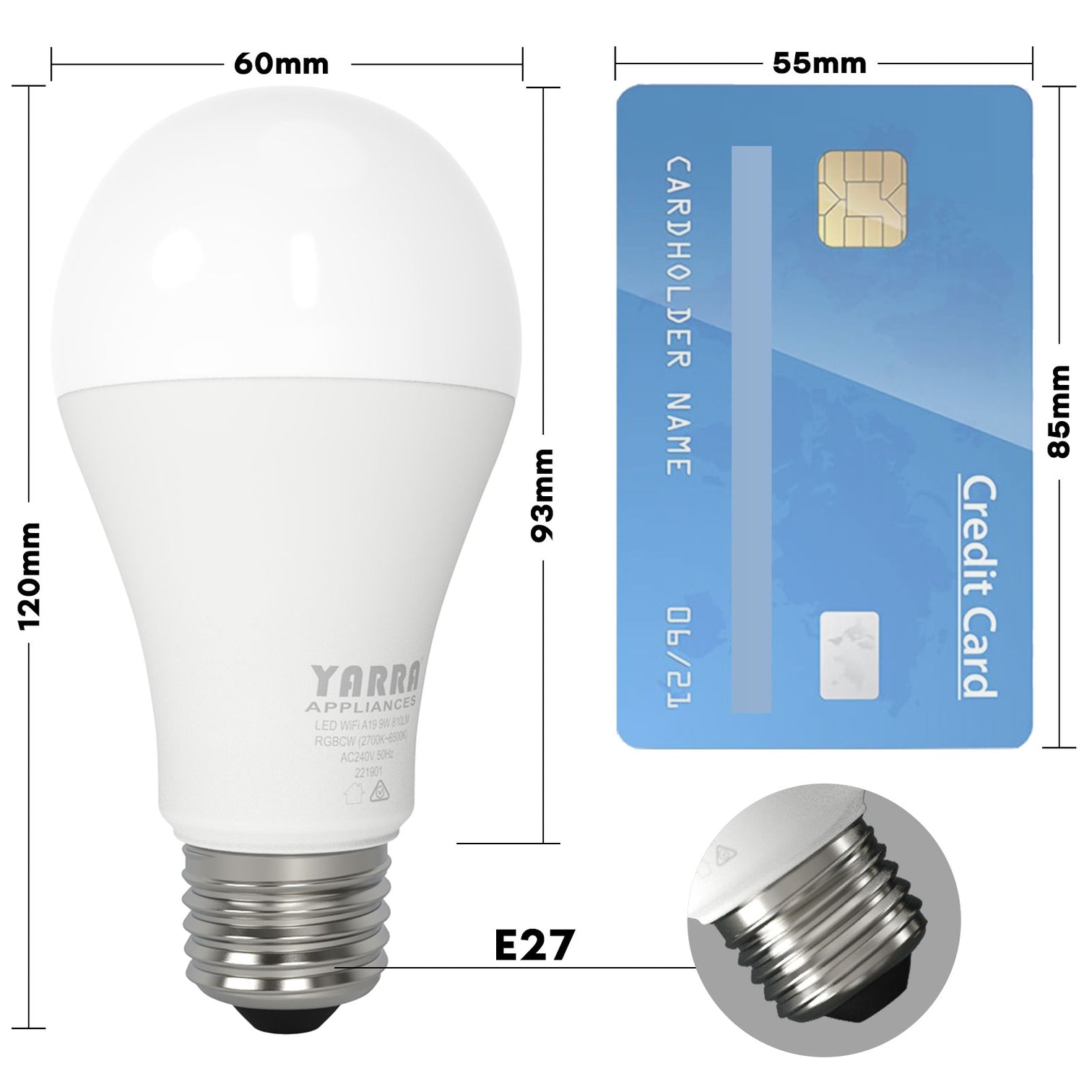 Smart WiFi A19 Pearl Shape 9W E27 RGBCW Changeable Compatible with Alexa, Google Home No Hub Required - 7Pandas Australia