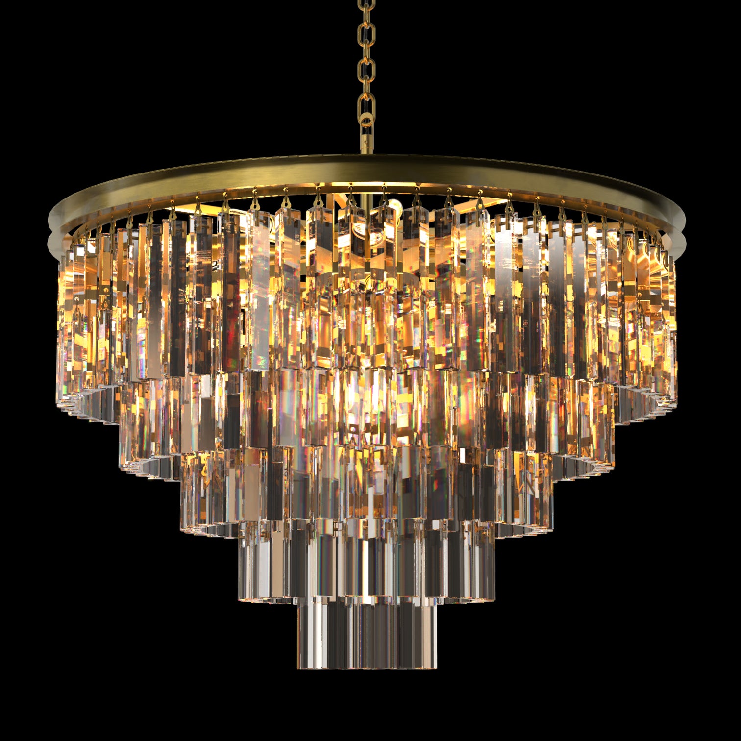 BILL Modern K9 Crystal Chandelier Angular Glass Aged Brass E14 lamp base - 7Pandas Australia