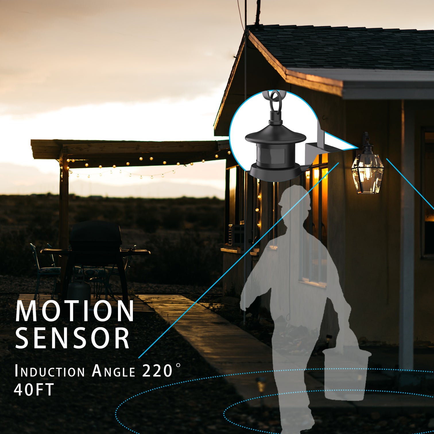 ROSEN Exterior Wall Light With Motion Sensor Matt Black IP44 Weather Proof include LED bulb - 7Pandas Australia