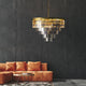 BILL Modern K9 Crystal Chandelier Angular Glass Aged Brass E14 lamp base - 7Pandas Australia