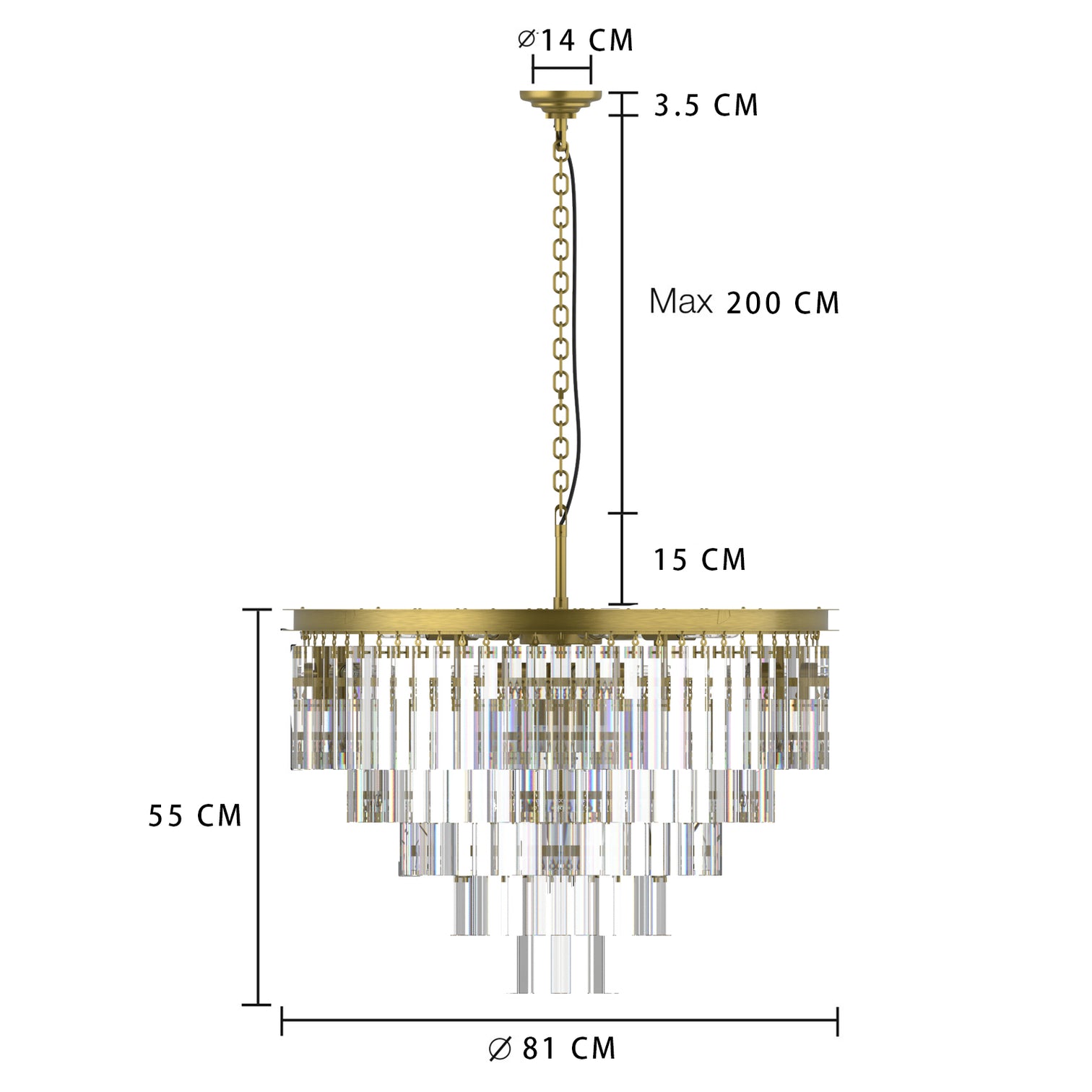 BILL Modern K9 Crystal Chandelier Angular Glass Aged Brass E14 lamp base - 7Pandas Australia