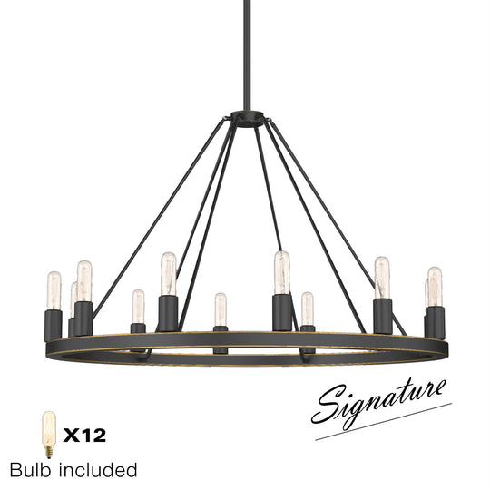 ALVA 12-Light Antique Wagon Wheel Farmhouse Chandelier Australia Bronze E14