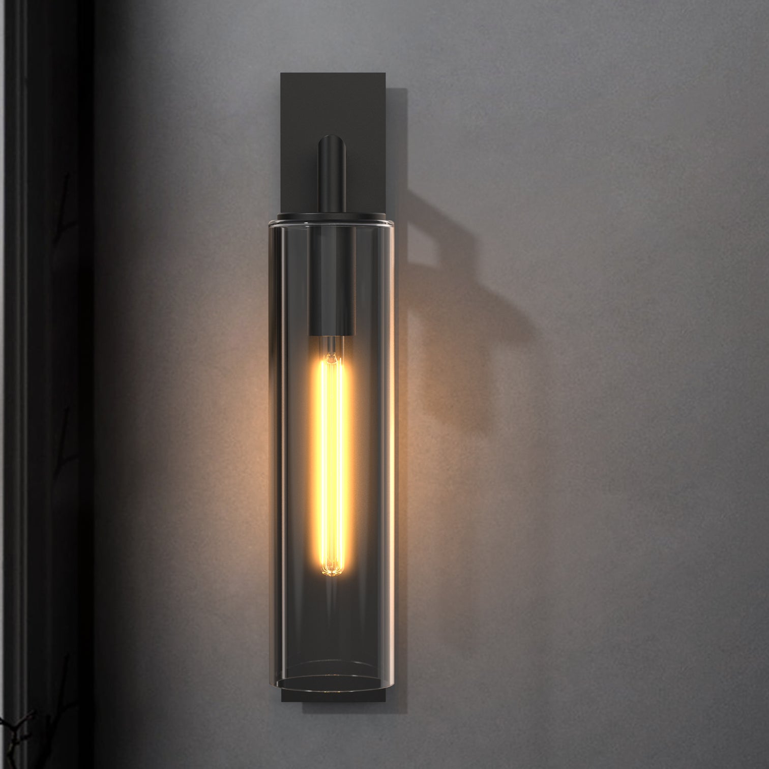 GLORIA Large Modern Exterior Wall Light T185 LED Tube E27 Matt Black IP44 - 7Pandas Australia