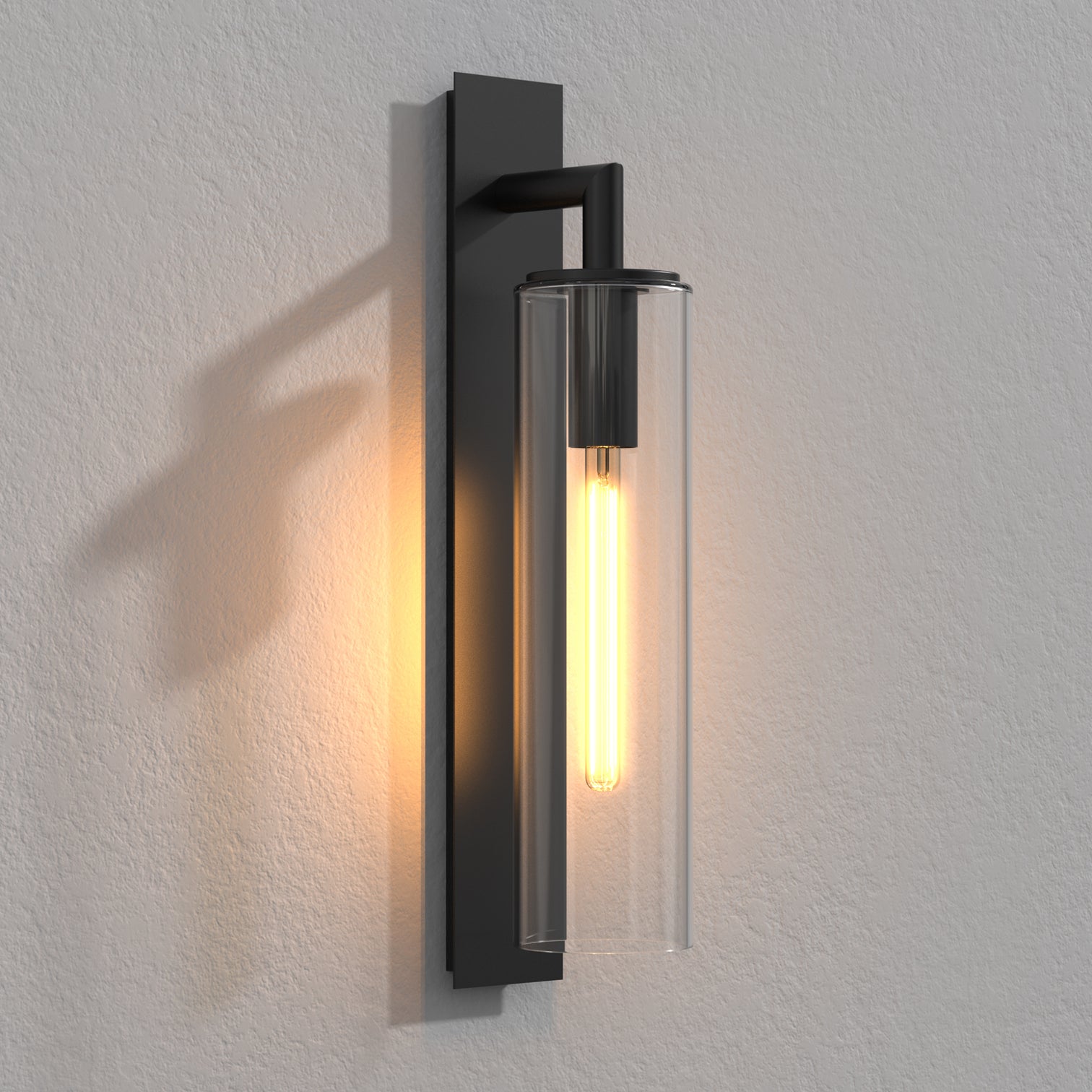 GLORIA Large Modern Exterior Wall Light T185 LED Tube E27 Matt Black IP44 - 7Pandas Australia