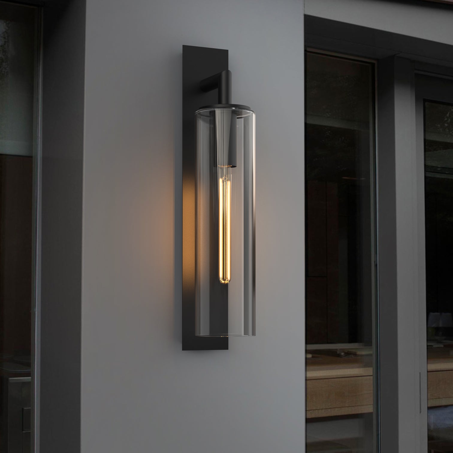 GLORIA Large Modern Exterior Wall Light T185 LED Tube E27 Matt Black IP44 - 7Pandas Australia