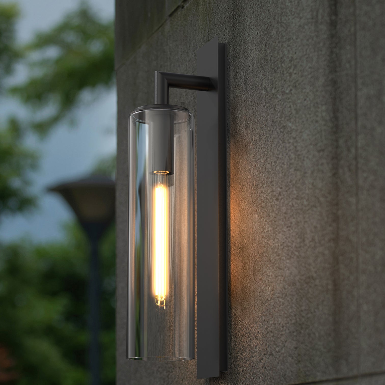 GLORIA Large Modern Exterior Wall Light T185 LED Tube E27 Matt Black IP44 - 7Pandas Australia