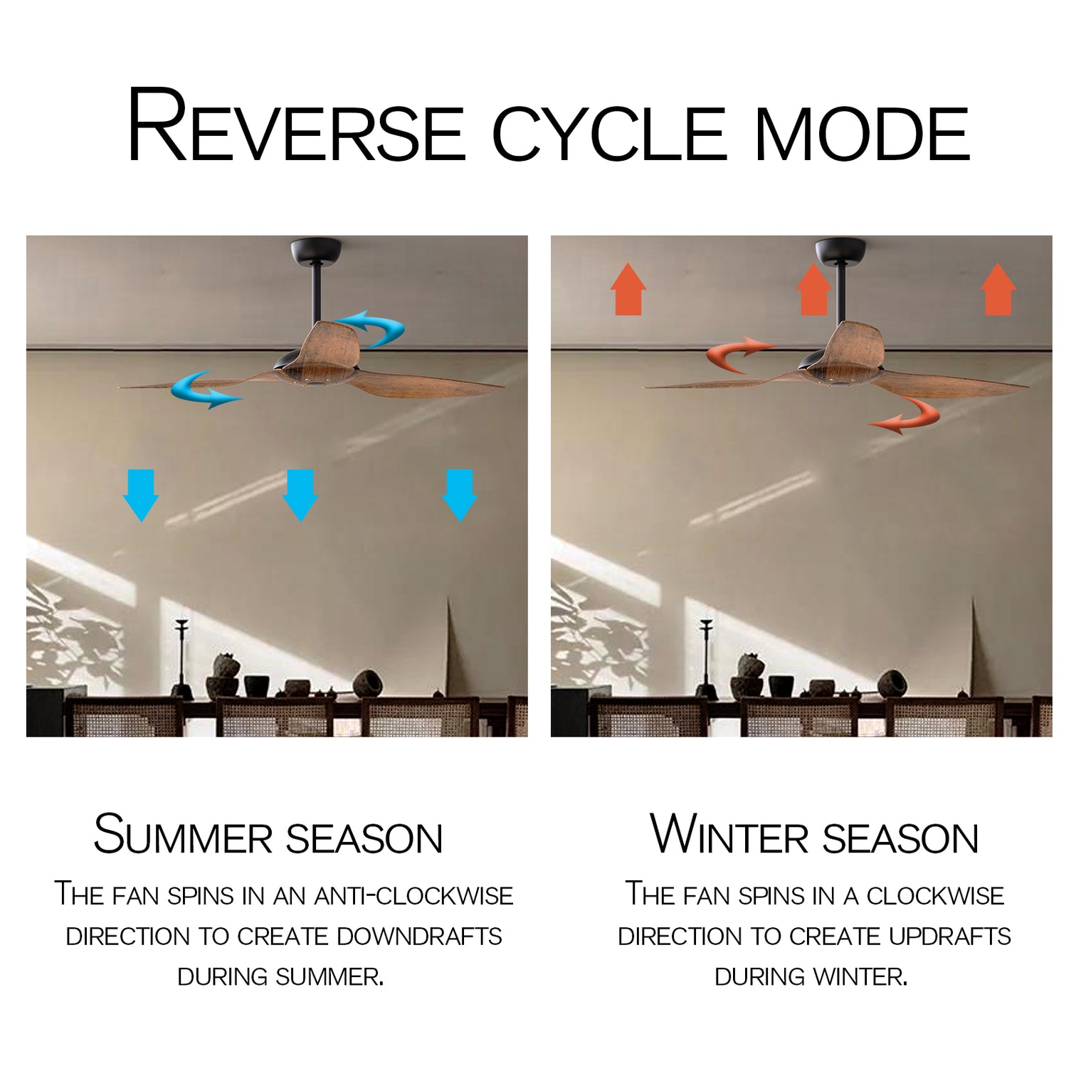 MACKAY 132cm / 52 inch 3 Blade DC Modern Ceiling Fan Walnut in Hand Painted - 7Pandas Australia