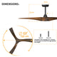 PERTH 132cm / 52 inch 3 Blade DC Modern Ceiling Fan Walnut in Hand Painted - 7Pandas Australia