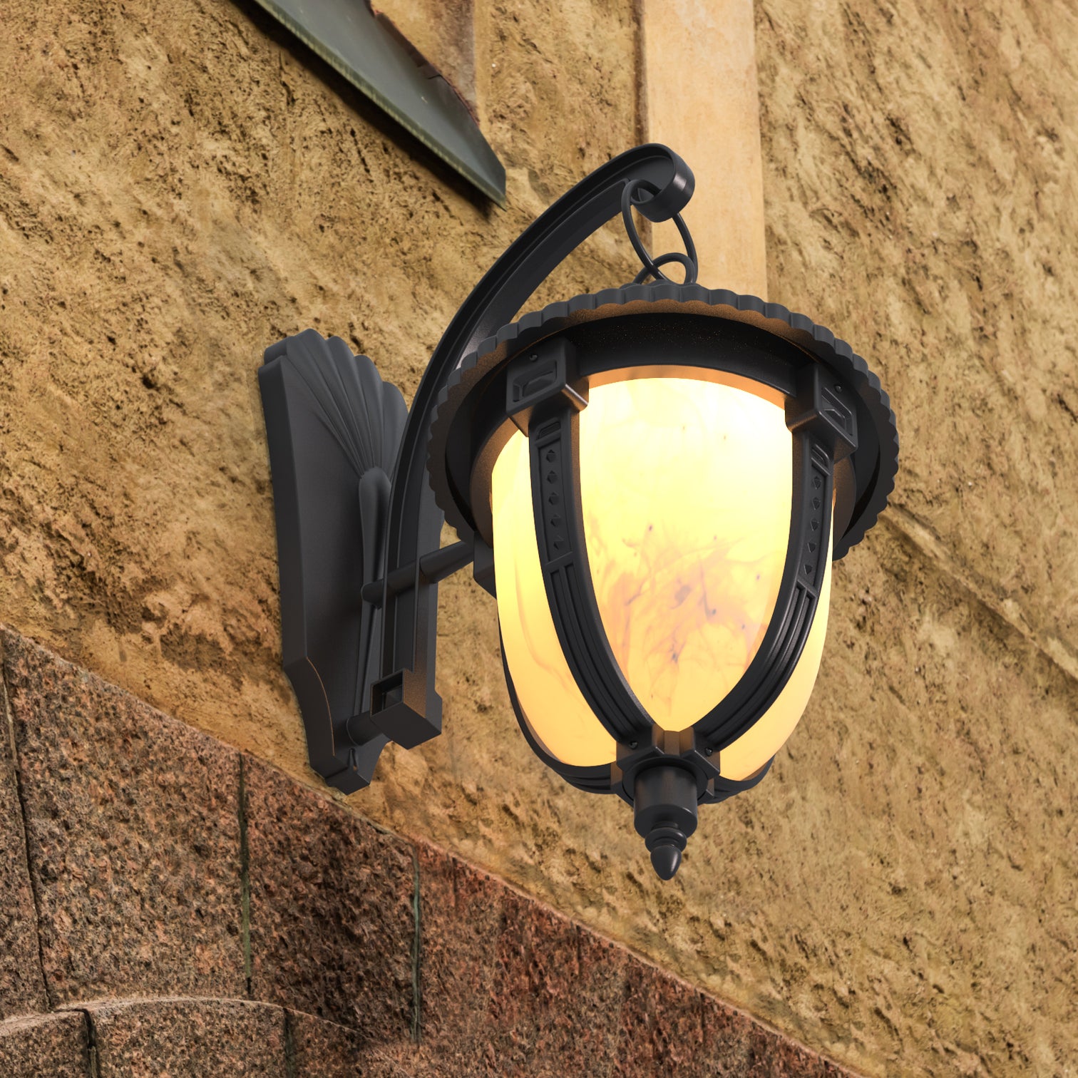 MARC Aluminium Die-casting Outdoor Wall Light Glass Shade Matt Black E27 IP44 - 7Pandas Australia