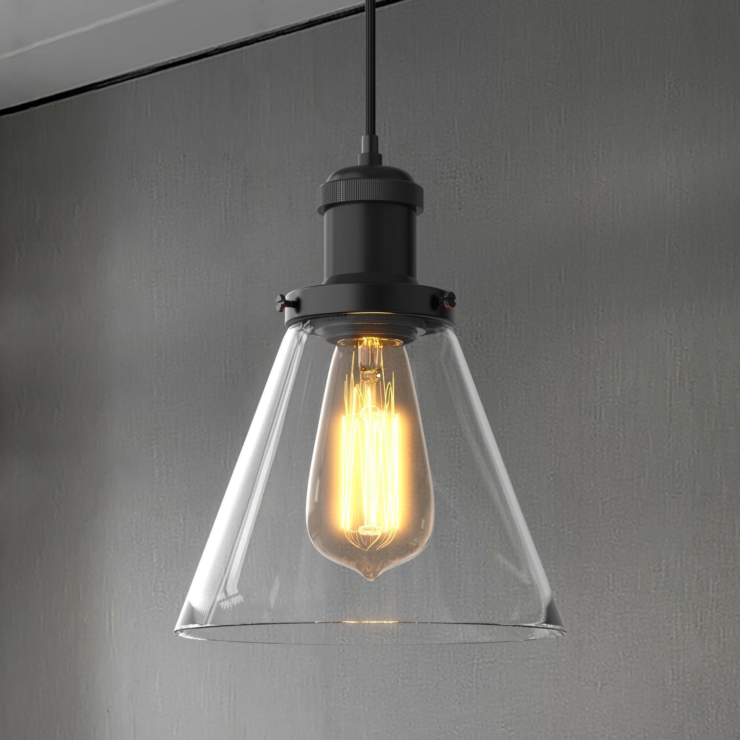 PENY 3PACK Clear Glass Pendant Light Antique Brass lamp base Vintage Style E27 - 7Pandas Australia