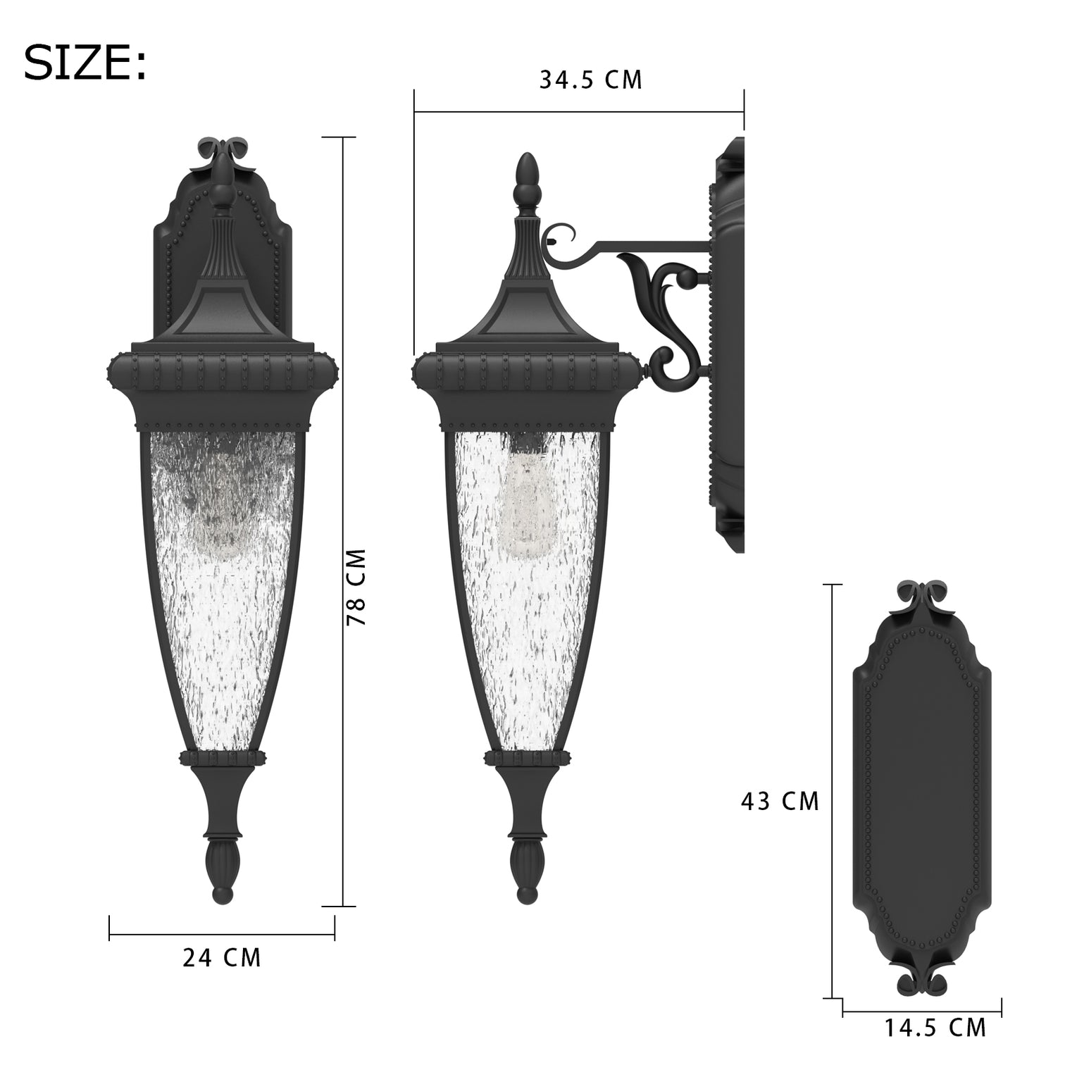 ENZO Large Outdoor Exterior Wall Light Fixture Matt Black IP44 Weather Proof - 7Pandas Australia