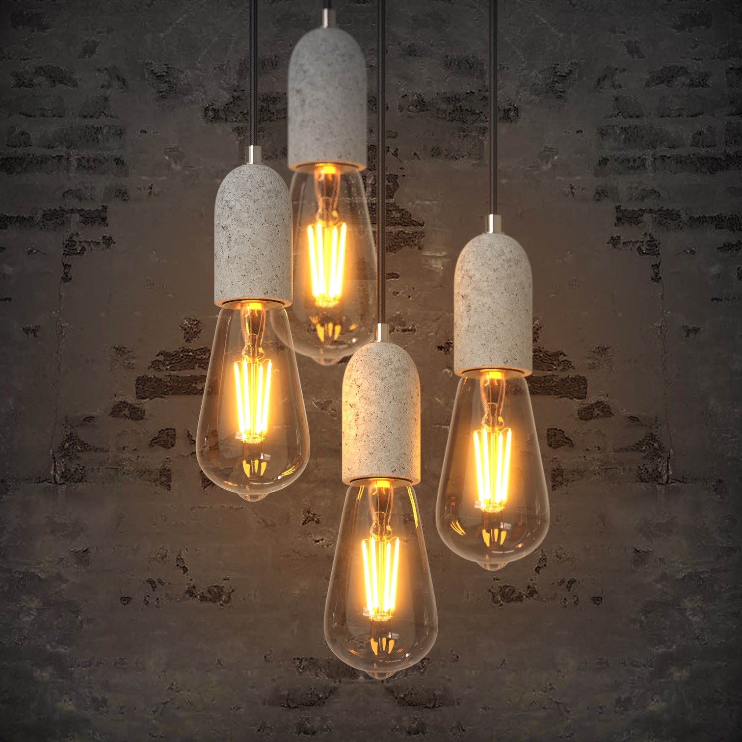 Ruby 4PACK Industrial Concrete Vintage Style Pendant Light Ceiling Lamp Cable Cafe Loft Bar Grey - 7Pandas Australia