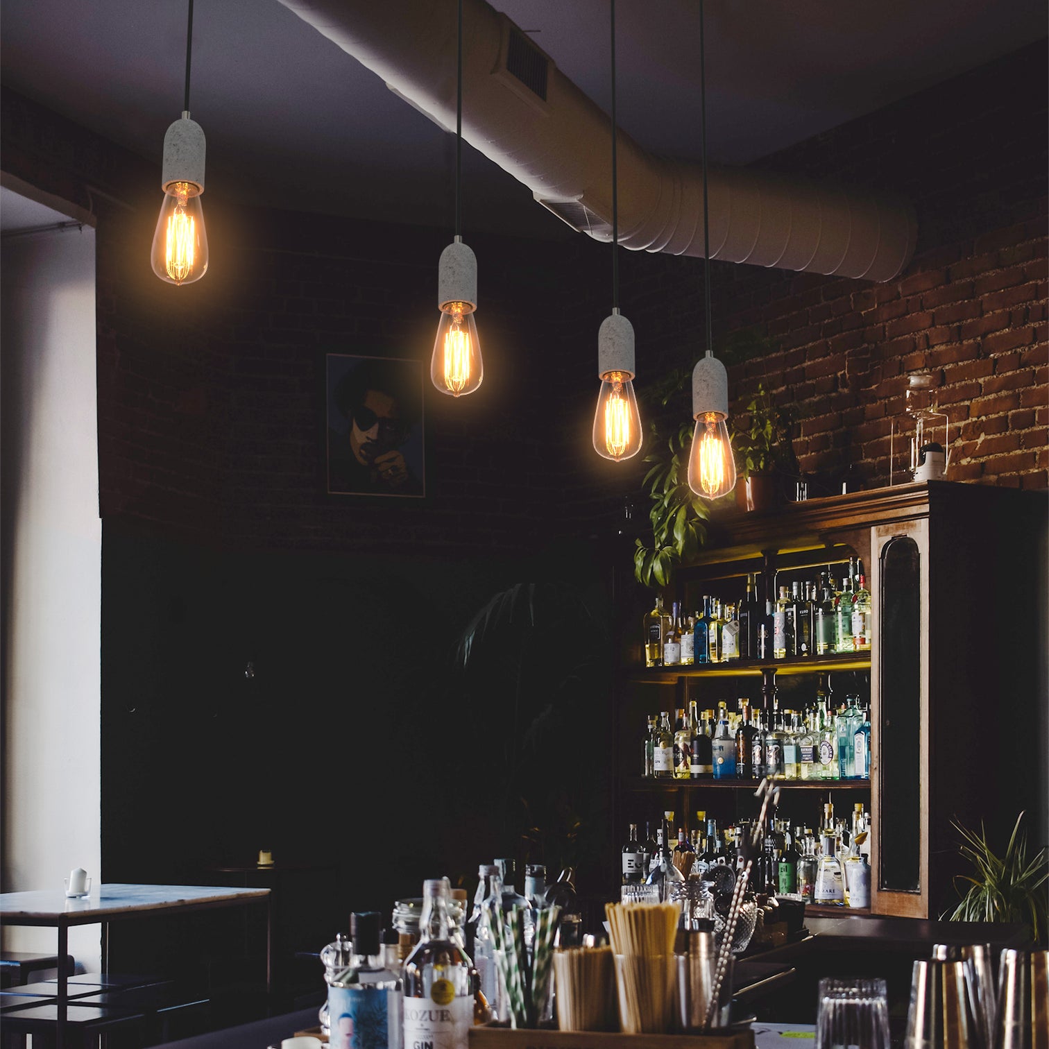 Ruby 4PACK Industrial Concrete Vintage Style Pendant Light Ceiling Lamp Cable Cafe Loft Bar Grey - 7Pandas Australia