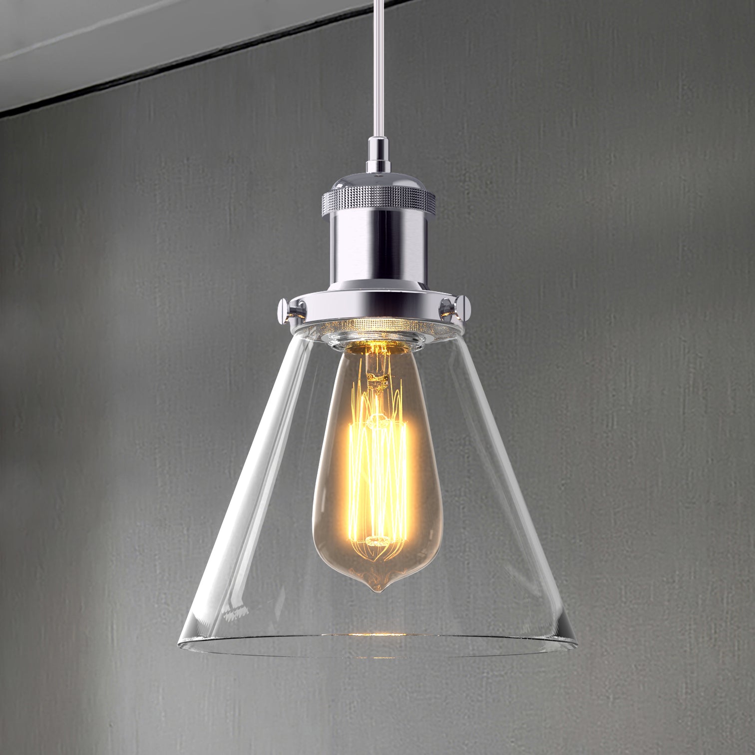 PENY 3PACK Clear Glass Pendant Light Antique Brass lamp base Vintage Style E27 - 7Pandas Australia