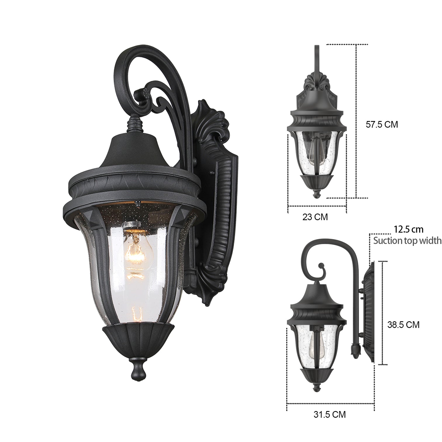 NEPAL Aluminium Die-casting Outdoor Wall Light Glass Shade Sand Black E27 IP44 - 7Pandas Australia