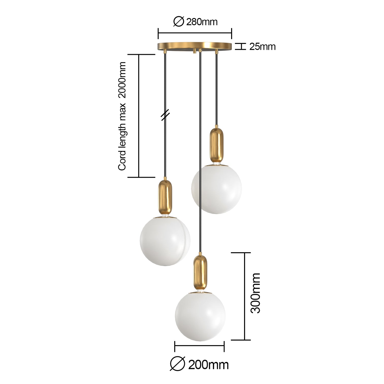 FRED Contemporary Opal Glass Pendant Light E27 Brass Metal Top - 7Pandas Australia