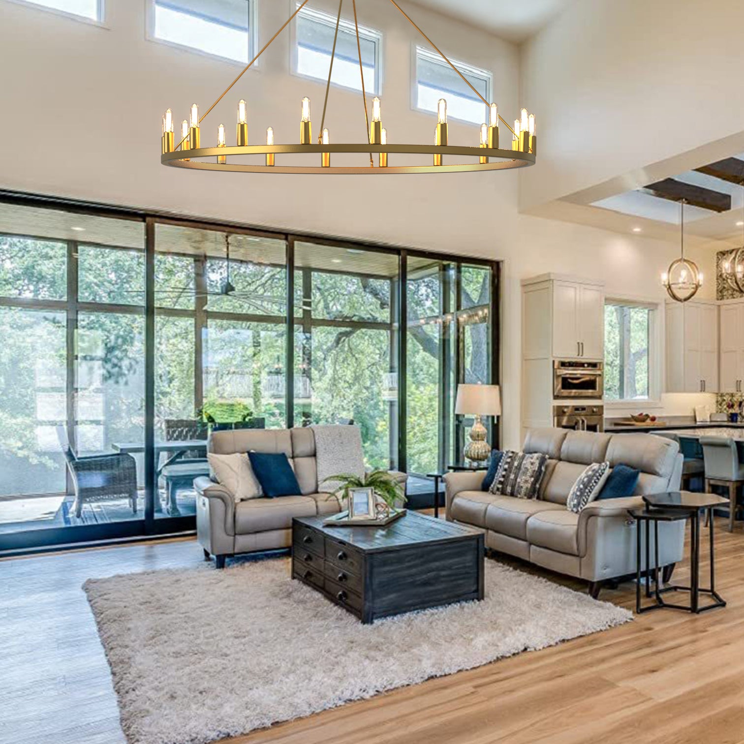 ALVA 18-Light 140cm diametre Large Farmhouse Wagon Wheel Chandelier E14 lamp base - 7Pandas Australia