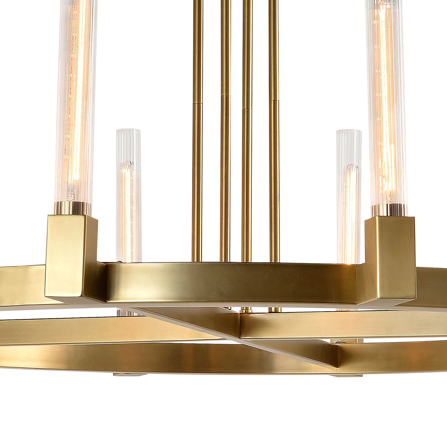 MONTE Large Modern Crystal Tubular Chandelier Round Aged Brass E27 - 7Pandas Australia