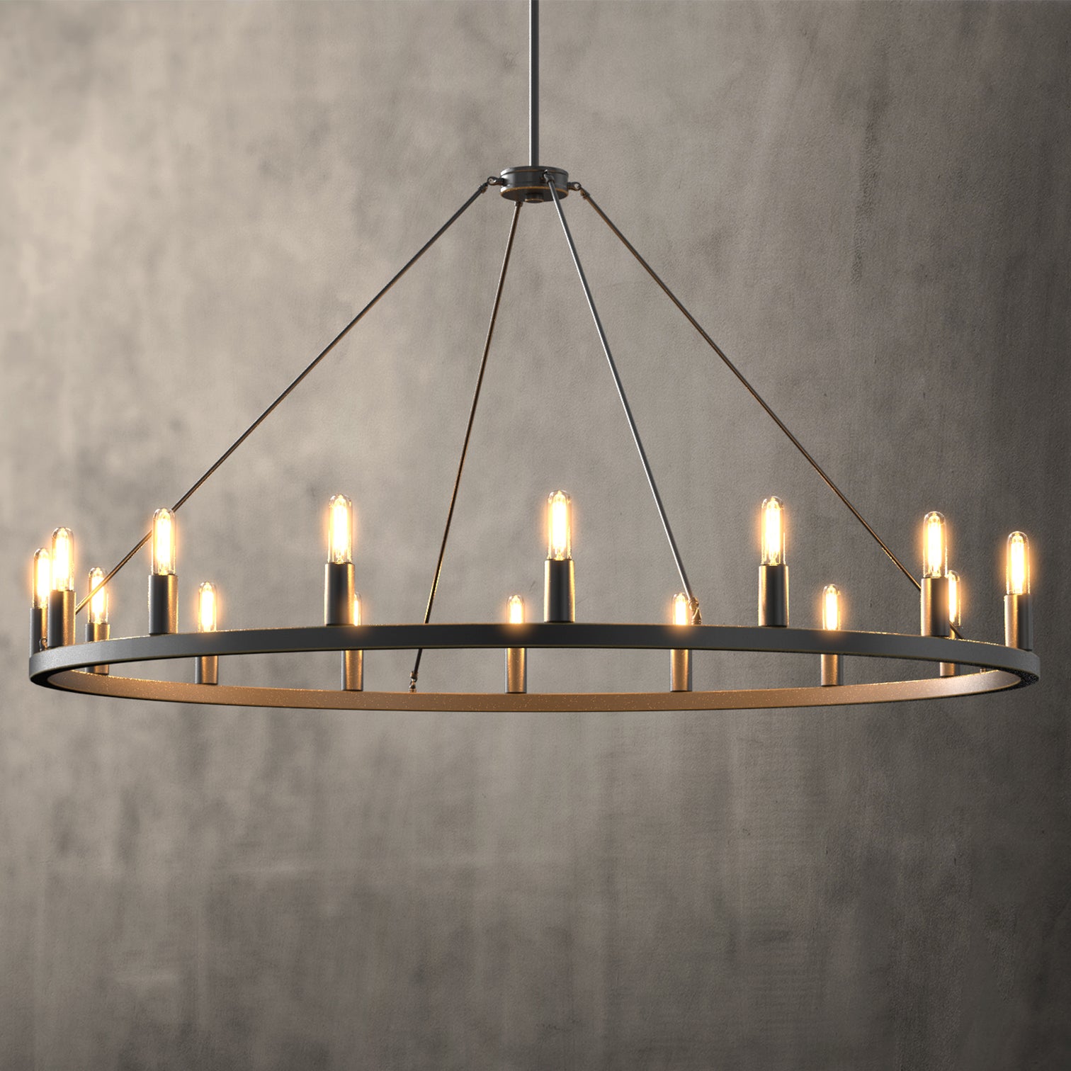 ALVA 16-Light Circular Wagon Wheel Chandelier Bronze E14 Farmhouse Light - 7Pandas Australia