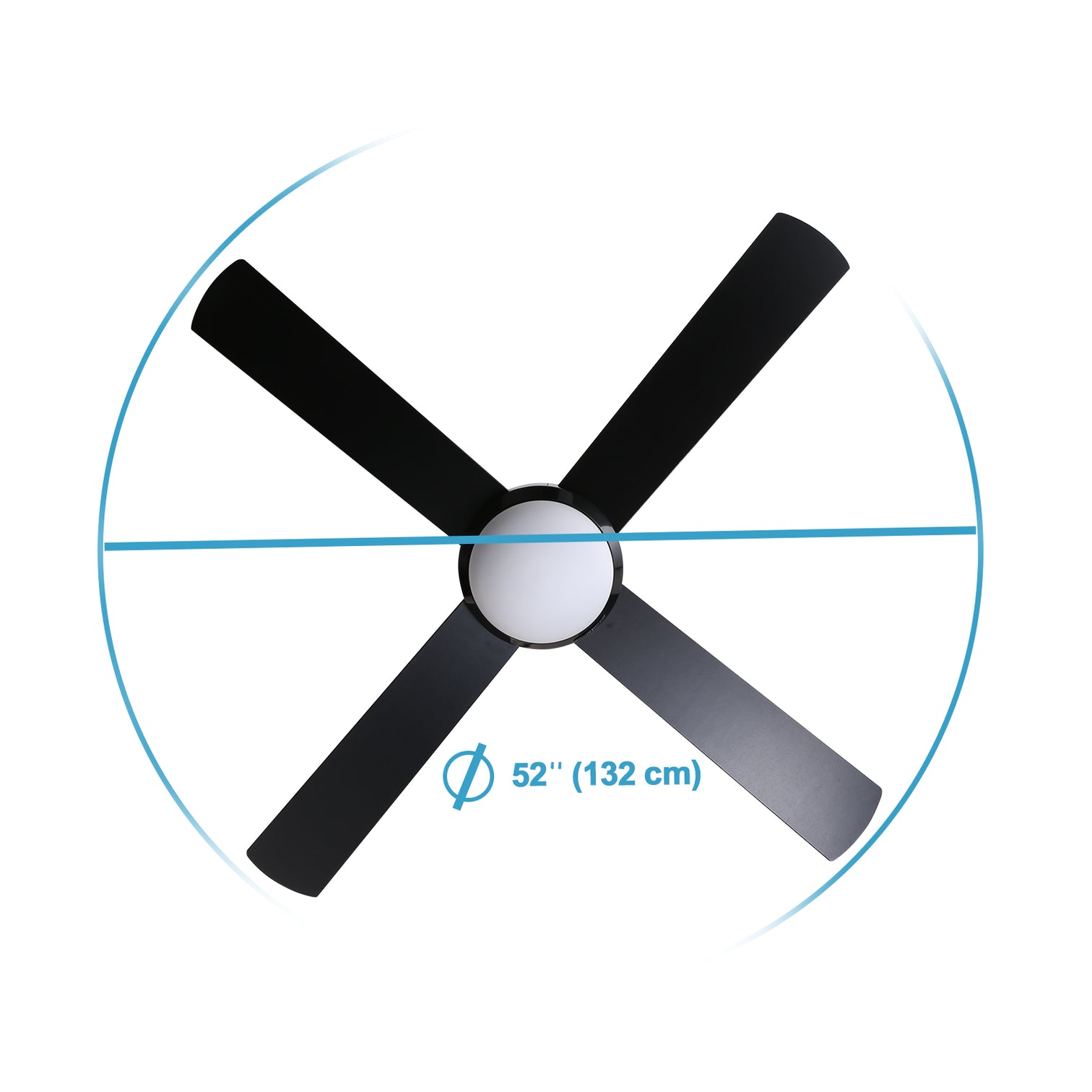 HAWAII 132cm / 52 inch 4 Blade DC Modern Ceiling Fan with LED light 4000K Black - 7Pandas Australia