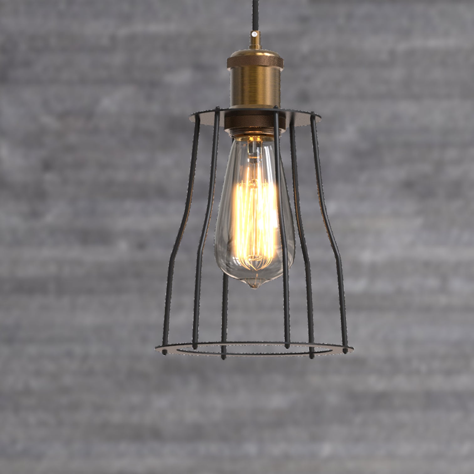 ALYX 3PACK Retro Pendant Light Industrial Loft Cage Lamps Indoor E27 Bar Light Black - 7Pandas Australia
