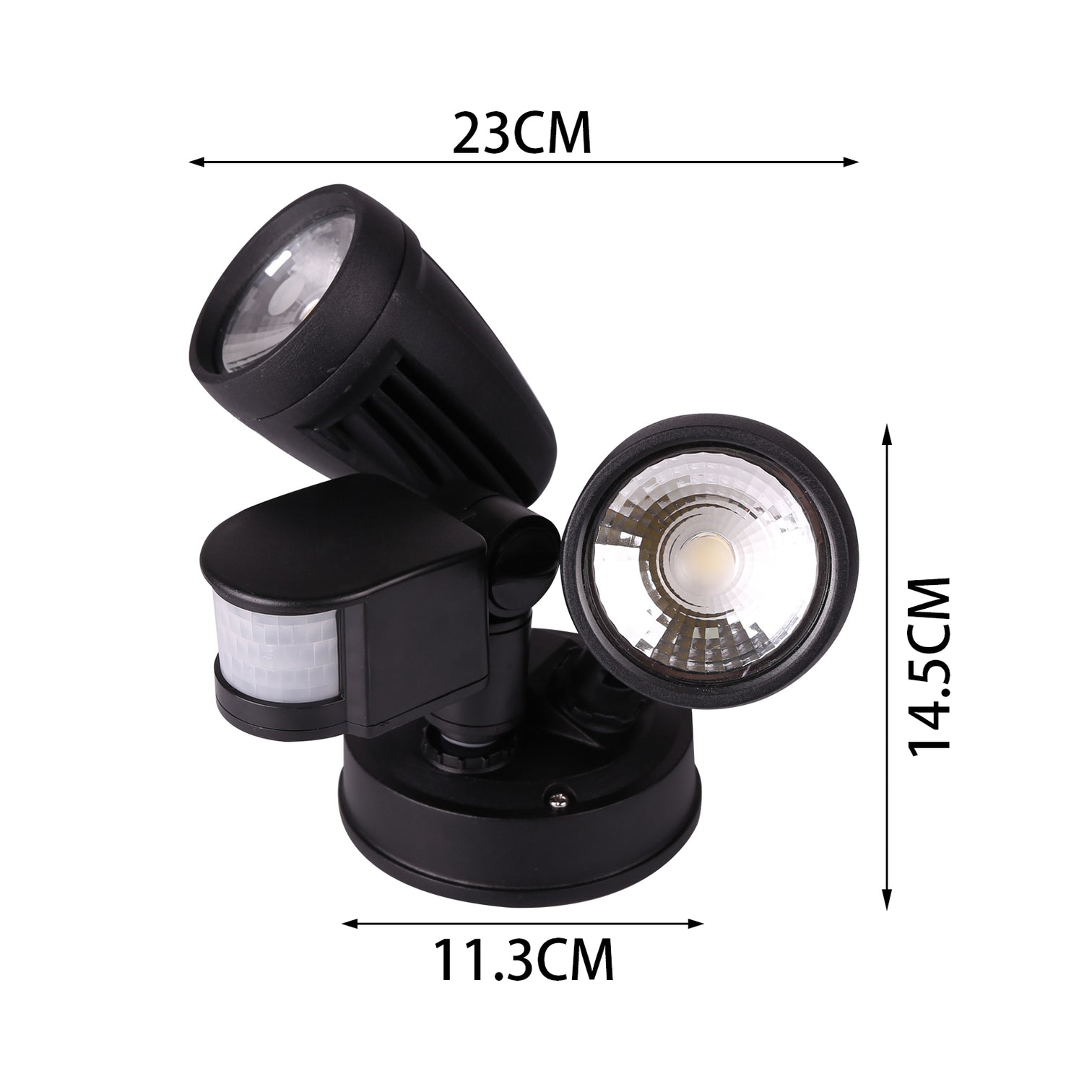 2X15W 5000k LED Outdoor Security Light with Motion Sensor Garage Spotlight Light Matt Black IP56 - 7Pandas Australia
