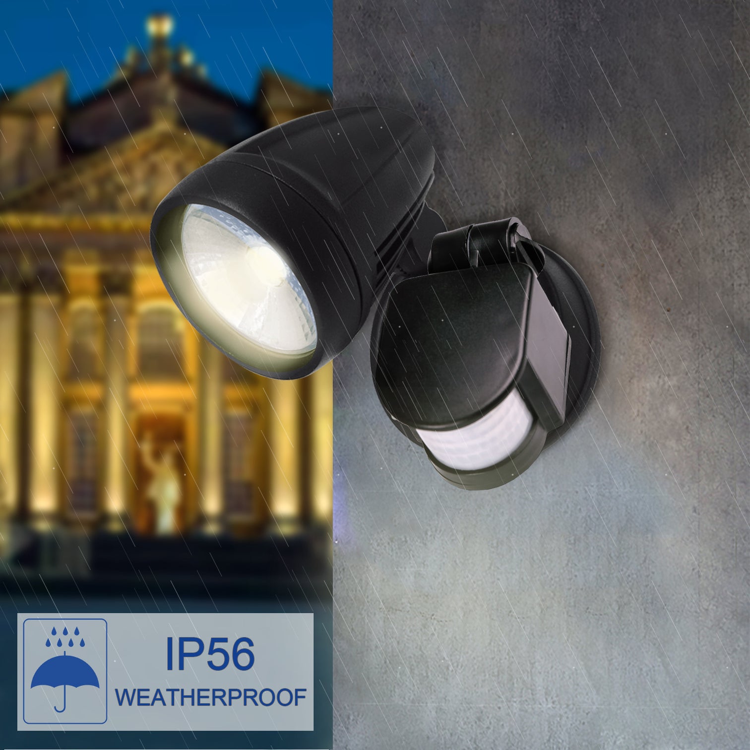 LED COB 15W Security Garage Light with Motion Sensor Matt Black IP56 - 7Pandas Australia