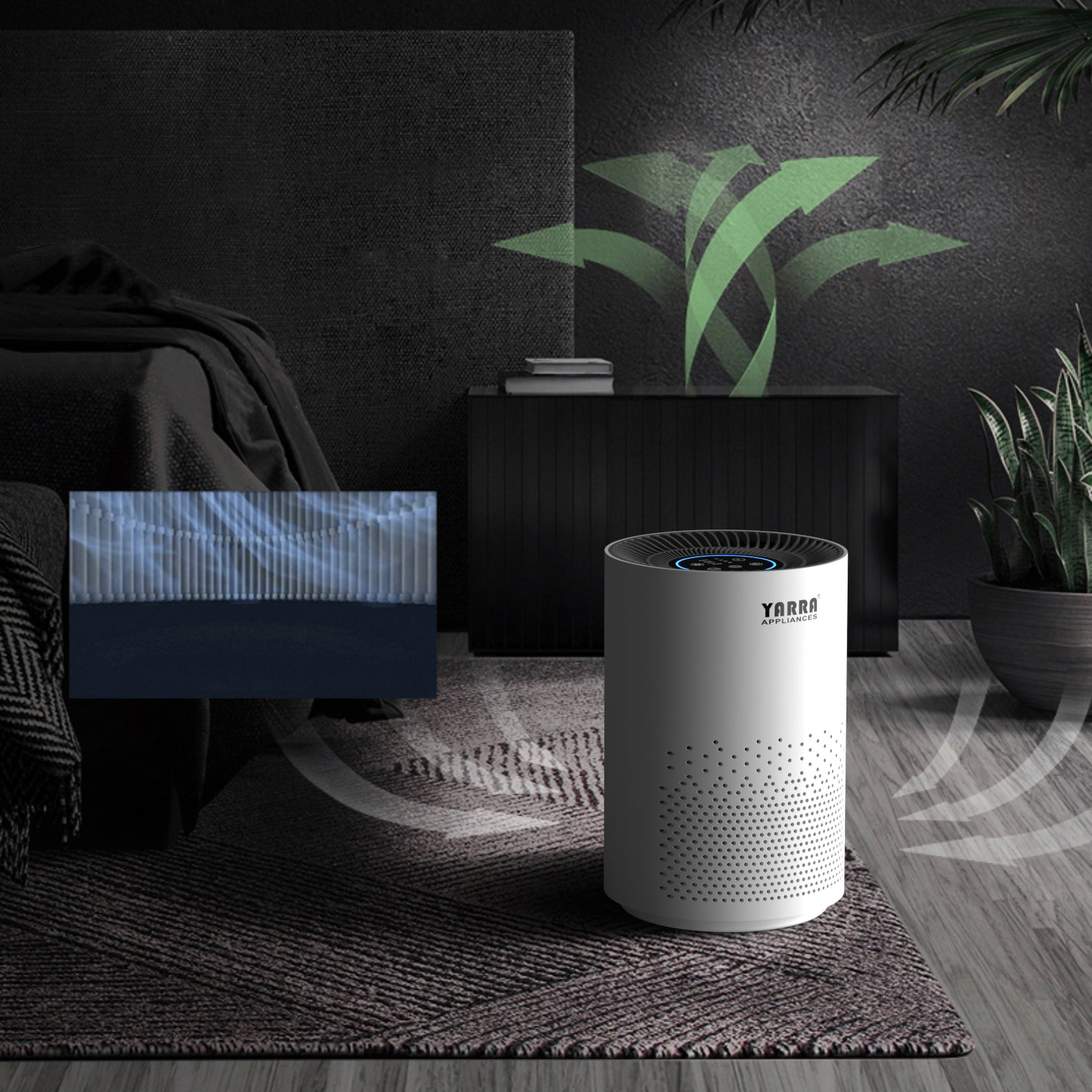 Air Purifier for Small Rooms with True HEPA Filter Dust Sensor Ionizer and Timer - 7Pandas Australia