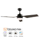 HONOLULU 132cm / 52 inch 3 Blade DC Modern Ceiling Fan with LED light 4000K Black - 7Pandas Australia