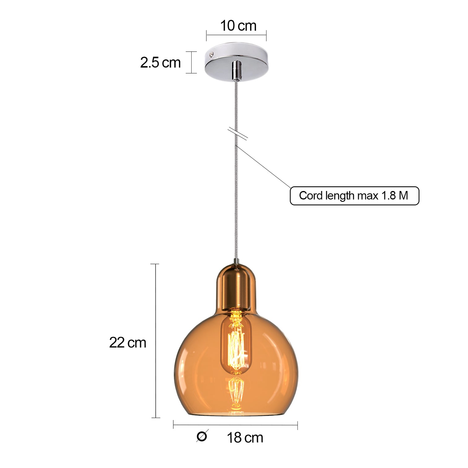 BEAM Modern Glass Pendant Light E27 Clear / Amber / Smoke Grey - 7Pandas Australia