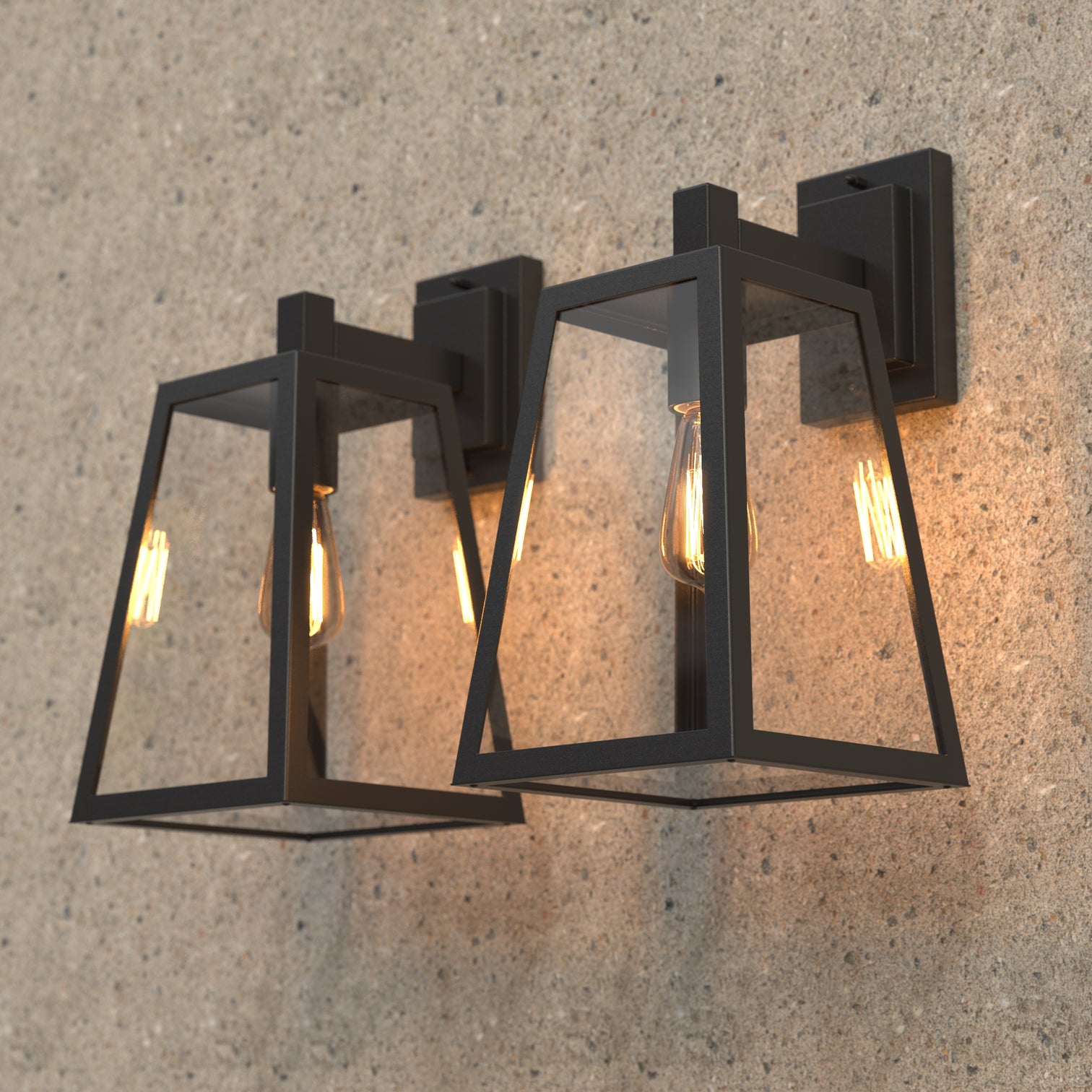 KELLY Metal Steel Powder Coated Outdoor Wall Light Glass Shade Black E27 IP44 - 7Pandas Australia