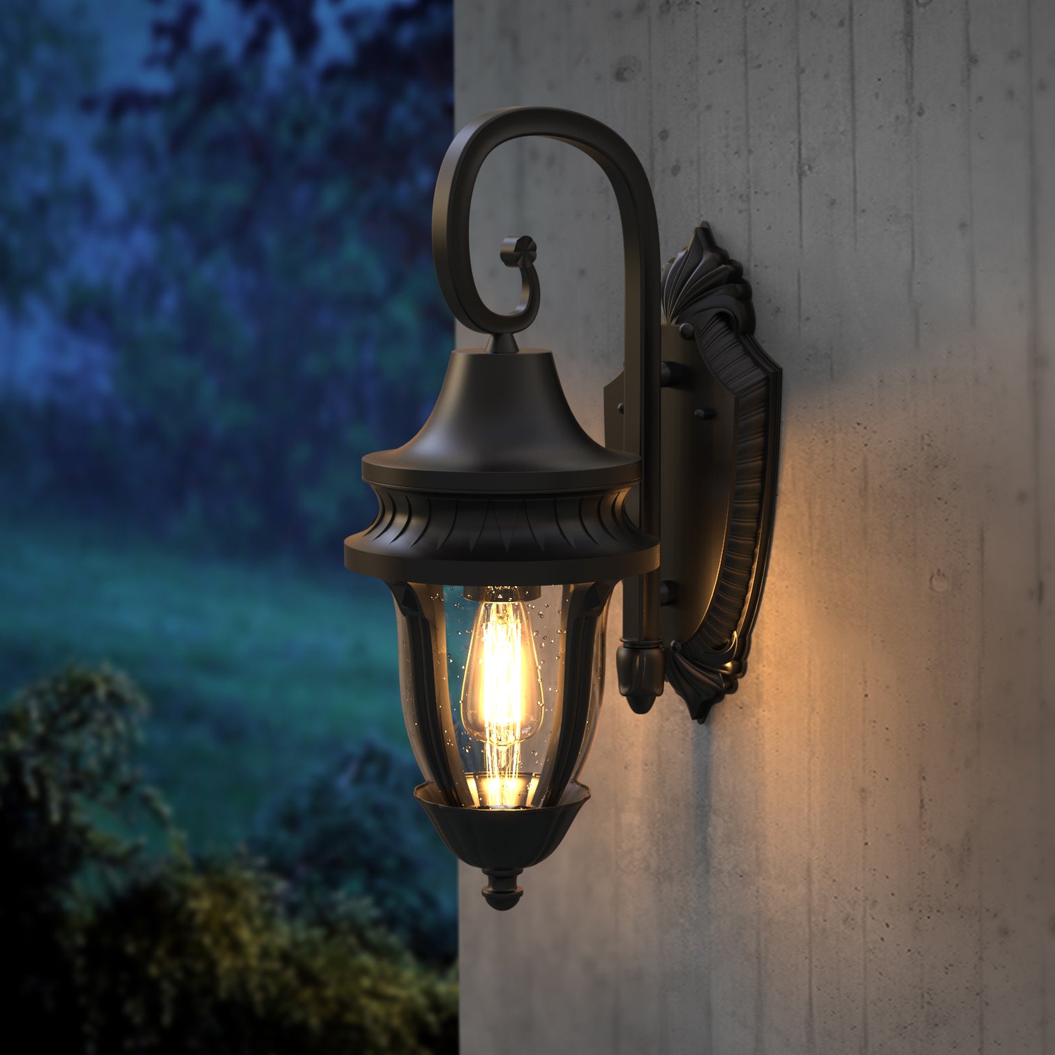 NEPAL Aluminium Die-casting Outdoor Wall Light Glass Shade Sand Black E27 IP44 - 7Pandas Australia