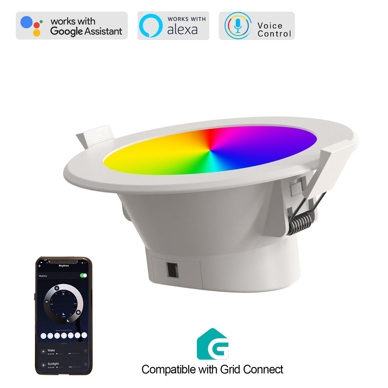 Smart WiFi Recessed Downlight 90mm Cutout 9W RGBCW IP44 Changeable Compatible with Alexa, Google Home No Hub Required 4PACK - 7Pandas Australia