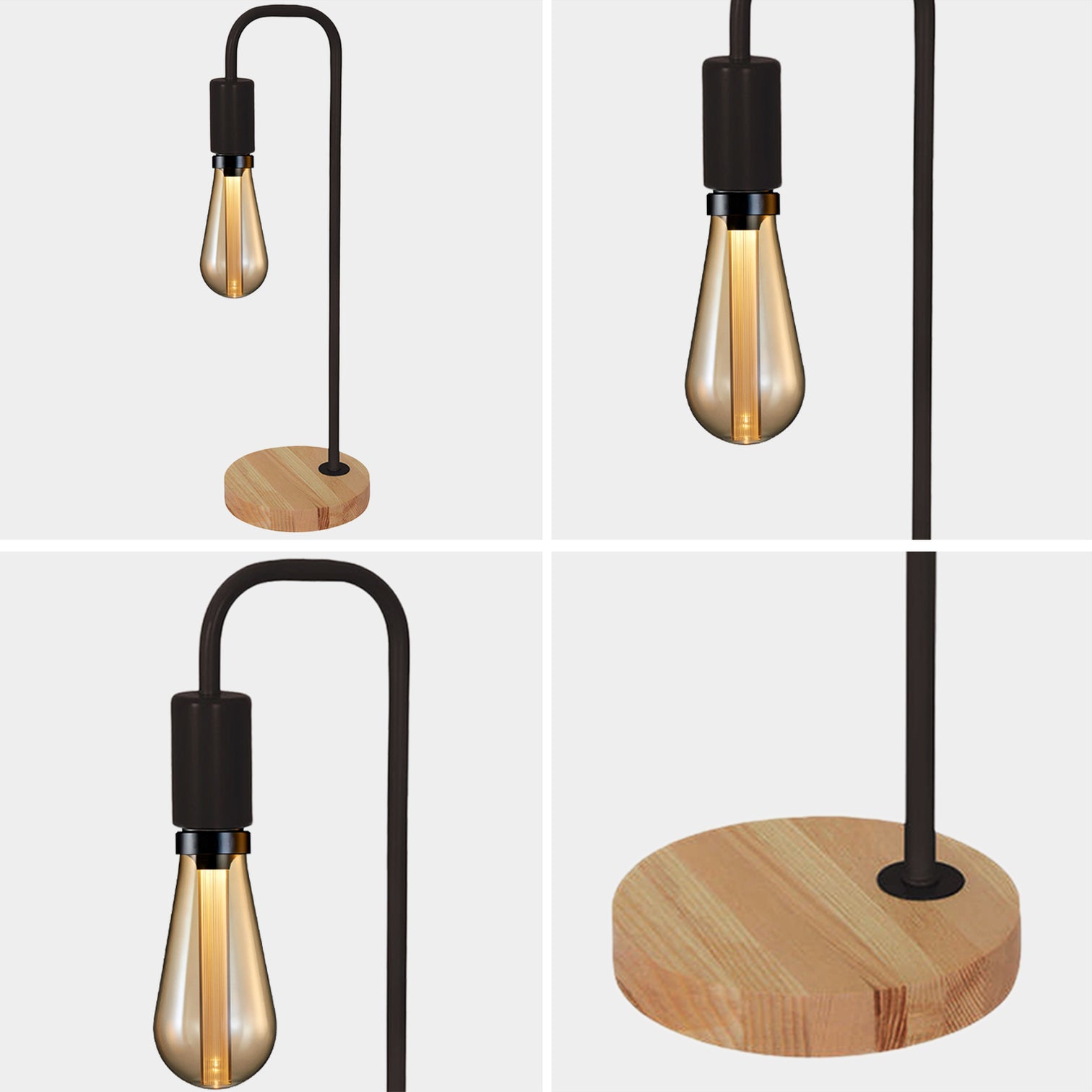 SEABROOK Nordic Style Stylish Table lamp with wood Base E27 Black White - 7Pandas Australia