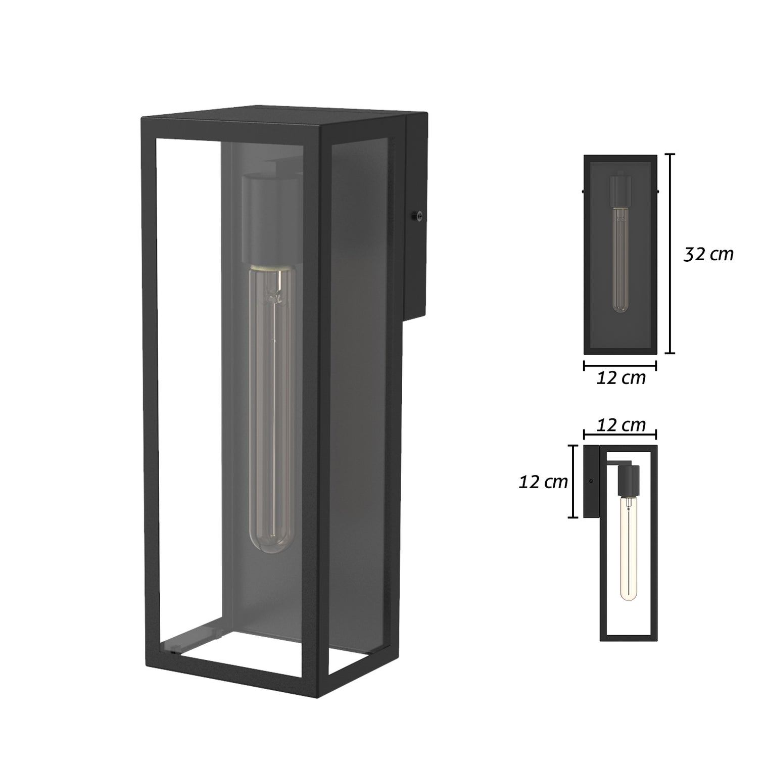 MOSCOW Vintage Style Outdoor Exterior Wall Sconce Glass Matt Black E27 IP44 - 7Pandas Australia
