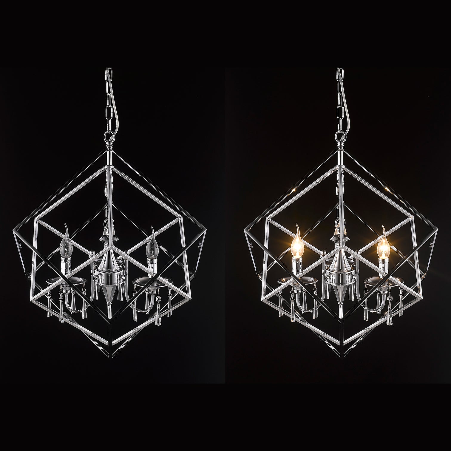 NEOSA 3-Light Contemporary K9 Crystal Chandelier Light E14 Chrome - 7Pandas Australia