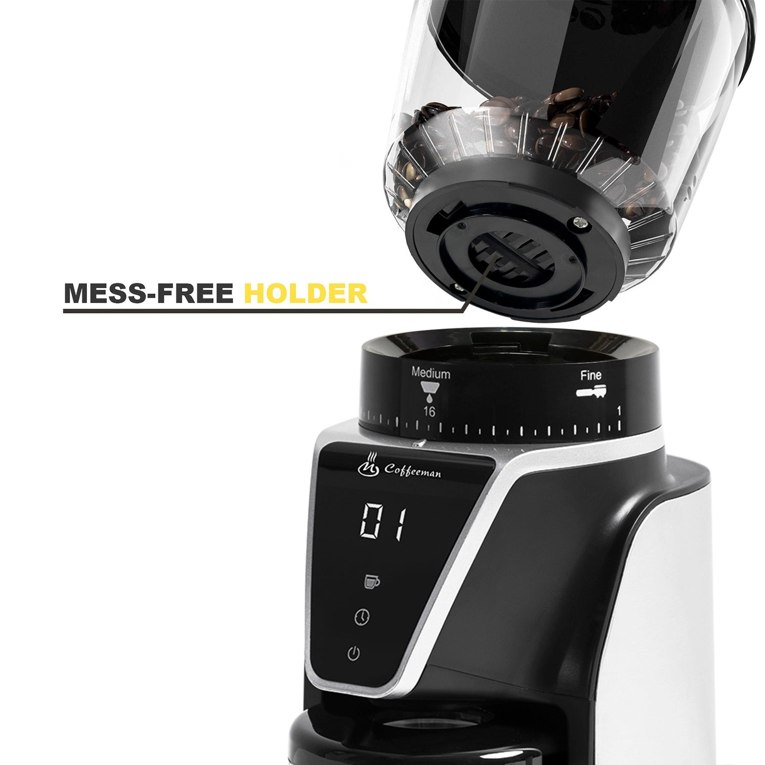 Electric Burr Best Coffee Grinder Australia 31 Precise Grinding Levels with Anti-Static Ground Container LCD display - 7Pandas Australia